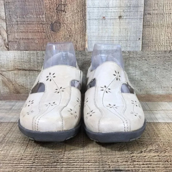 Spring Step Shoes Womens 41 Cream Cut‎ Leather Slingback Comfort Flats 9.5-10 - Picture 3 of 12